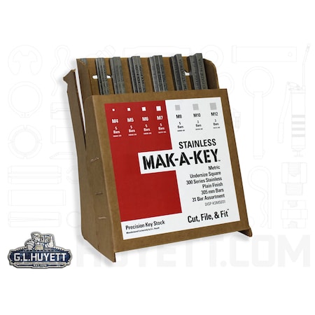 G.L. Huyett Metric Keystock 1 Ft SS Assort 31pc DISP-KSMS031